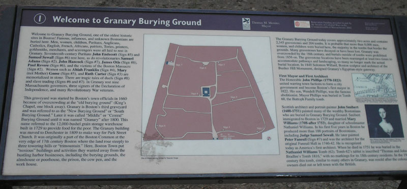 Granary Burying Ground Marker 1